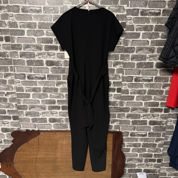 Express jumpsuit black vneck pockets tie waist - Picture 8 of 14